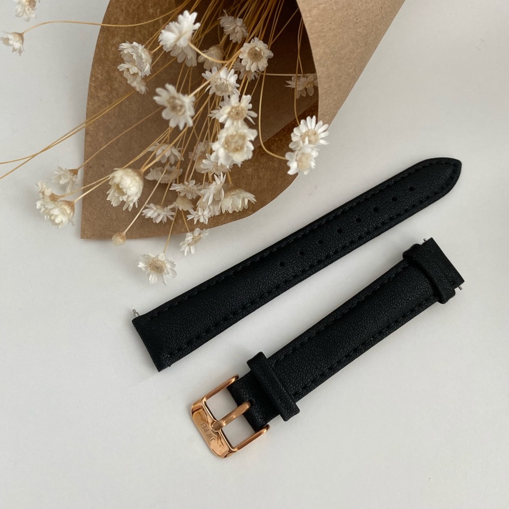 JW Pei 16mm Vegan Leather Watch Strap in Black
